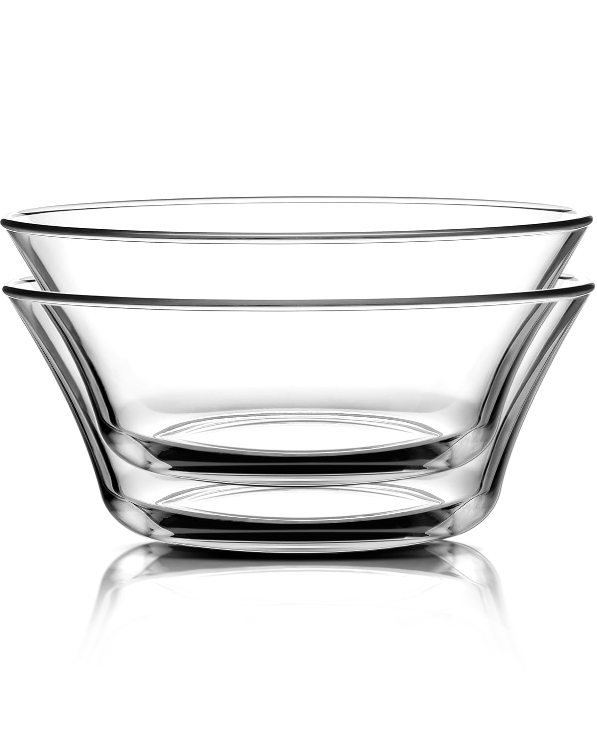 NUTRIUPS 2 Pack 22cm Glass Salad Bowls, 1.7L Clear Glass Bowl for Kitchen, Large Serving Bowl Set of 2, Dishwasher & Microwave Safe