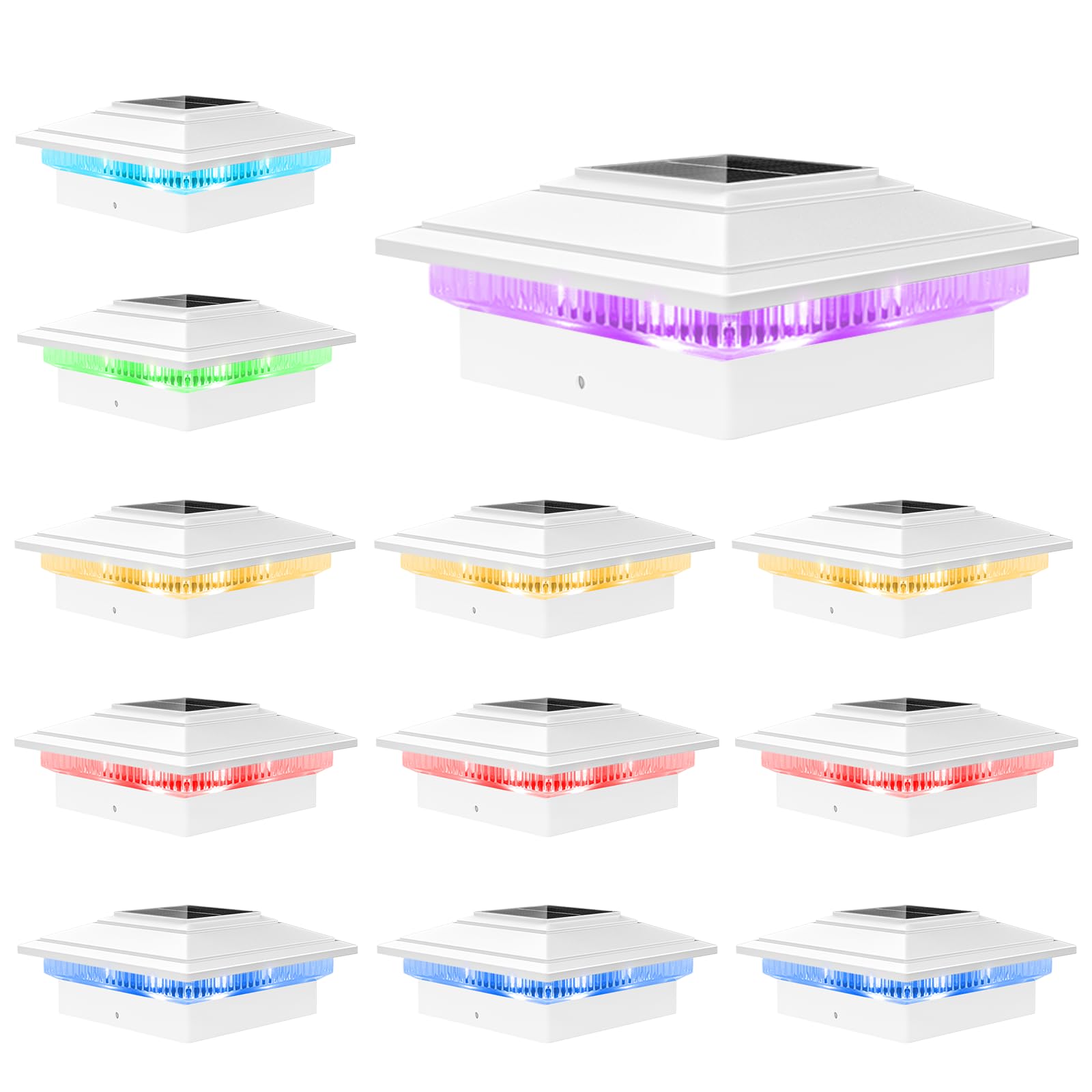 Photo 1 of ****CAPS ONLY -NO LIGHTS -SELLING AS IS *** VOLISUN Solar Post Caps Outdoor Waterproof, RGB Modes Fence Post Caps, for 4x4 x5 x6 Wooden/Vinyl(White)