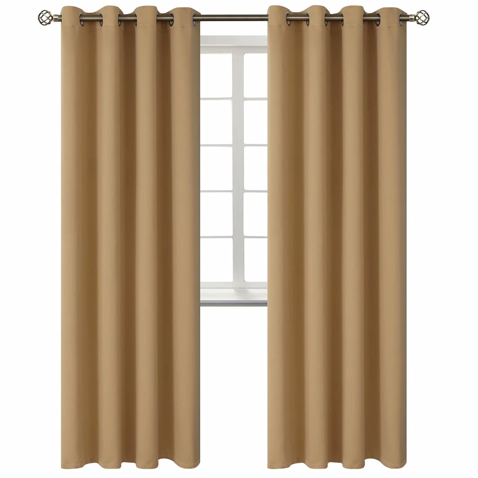 BGment Blackout Curtains for Living Room - Grommet Thermal Insulated Room Darkening Curtains for Bedroom, 2 Panels of 52 x 84 Inch, Khaki