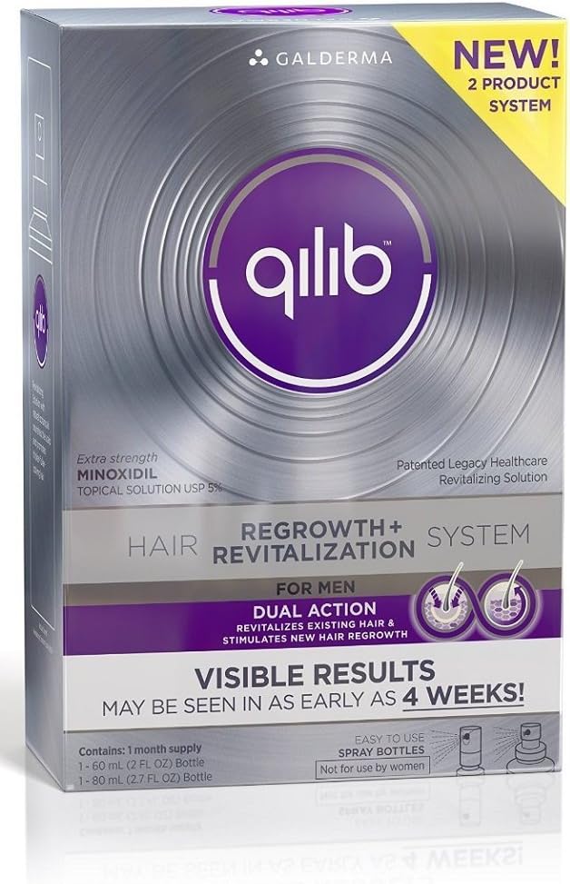 qilib Regrowth Plus Revitalization Hair System, Men, 4.7 Fl oz (3 Pack)