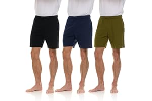 Essential Elements 3 Pack: Mens Cotton Shorts - 100% Cotton Lounge Athletic Casual Sleep Casual Pajama PJ Shorts