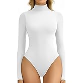 Avidlove Bodysuits for Women High Neck Long Sleeve Body Suits Snap Closure Double Lined Bodysuit Soft (White, XL)