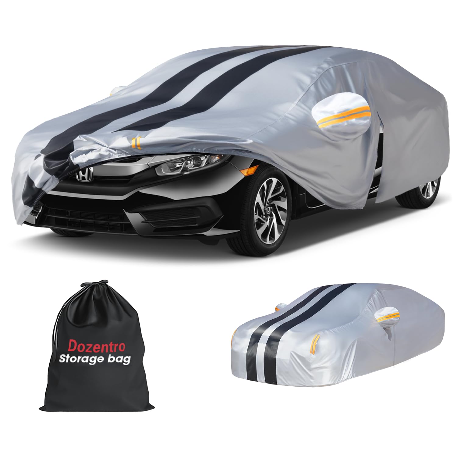 Photo 1 of 10 Layers Sedan Car Cover Custom Fit for Honda Civic(1973-2025), 100% Waterproof All Weather for Automobiles, Gift with Towel, Heavy Duty Car Covers for Rain Sun UV Protection with Door Zipper.