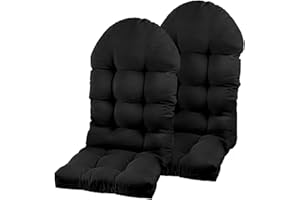PNP HWJIAJU Set of 2 Patio Chair Cushion for Adirondack, High Back Rocking Chair Cushion 44x19x4 inch, Outdoor Seat Back Chair Cushion Sunscreen and Fade-Resistant (Black, 2)