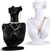 Yalikop 2 Pcs Jewelry Mannequin Display Mannequin Earring Stand for Selling Necklace Display Stand Black White Resin Pendant Boutique Bust Holder Organizer for Show Jewelry, Necklace, Earrings