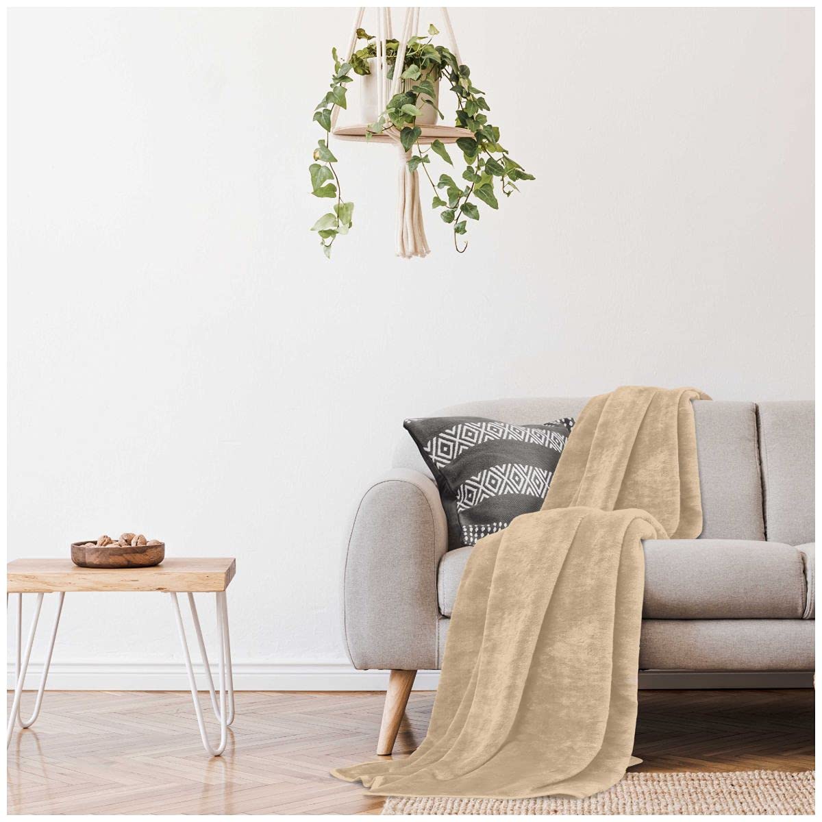 GC GAVENO CAVAILIA Plain Mink Fur Throws, Fluffy Fleece Blankets, Snuggle Throw Blanket For Bed, Biscuit, 150X200 Cm