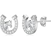 Flpruy 925 Sterling Silver Animals Stud Earrings for Women Horseshoe/Cow/Butterfly/Cat/Sloth/Koala/Axolotl/Hedgehog/Squirrel/Dragon/Labrador Earrings Jewelry Gift