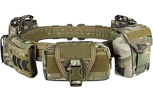 PIKEON Tactical Battle Belt Quick Release with Accessories Pouches 7 in 1 Belt for Men