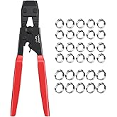 CAMWAY PEX Crimping Tool,Ratchet PEX Crimper, PEX Pipe Clamp Cinch Tool for Stainless Steel Clamps from 3/8-Inch to 1-Inch wi