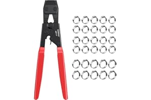 CAMWAY PEX Crimping Tool,Ratchet PEX Crimper, PEX Pipe Clamp Cinch Tool for Stainless Steel Clamps from 3/8-Inch to 1-Inch wi