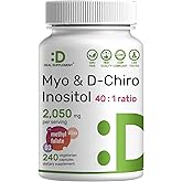 Myo-Inositol & D-Chiro Inositol Supplement for Women (40:1) | 2,050mg Per Serving | 240 Veggie Capsules | with Folate, Vitamin D3 & Vitex | Hormonal Balance & Cycle Support | Non-GMO