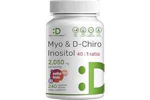 DEAL SUPPLEMENT Myo-Inositol & D-Chiro Inositol Supplement for Women (40:1) | 2,050mg Per Serving | 240 Veggie Capsules | with Folate, Vitamin D3 & Vitex | Hormonal Balance & Cycle Support | Non-GMO