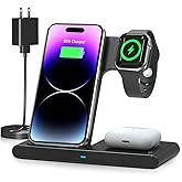 Wireless Charger iPhone Charging Station: 3 in 1 Charger Stand Multiple Devices for Apple - iPhone 15 14 Pro Max 13 12 11 - W