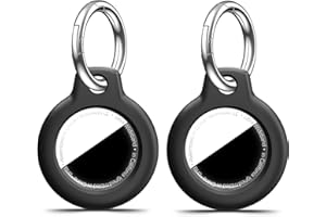 [2 Pack] MOLOSLEEVE for Airtag Holder Case with Keychain, Shockproof GPS Cover Anti-Scratch Key Chain for Air Tags, for Airtags Accessories for GPS Item Tracker Cases for Bags, Luggages, Black