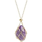 LAFORTISART 22Inch Interchangeable Crystal Holder Necklace Stainless Steel GemStones Cage Necklace Trendy Pendant Necklace for Women Men Necklace Holder for Healing Crystal