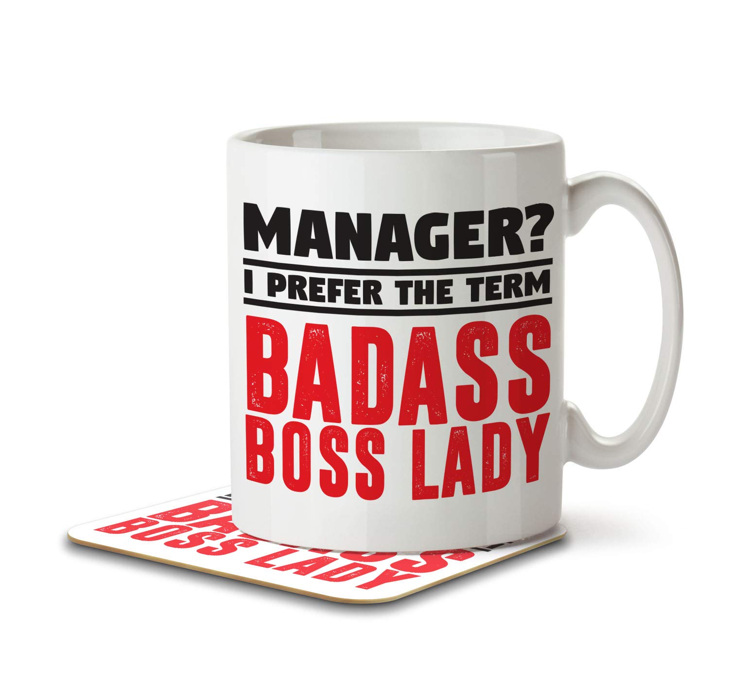 The Inky Penguin - Manager, I Prefer Badass Boss Lady - Mug and Coaster, Ceramic, 11fl. oz.