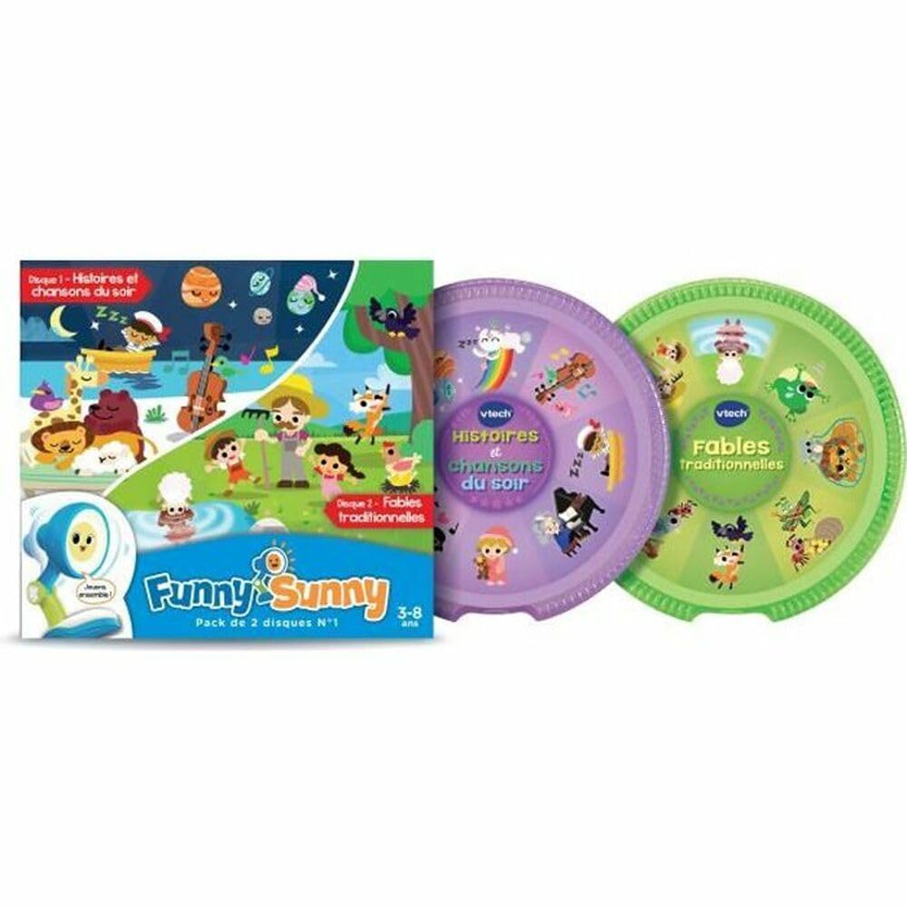 VTech - Funny Sunny, Refill Pack N°1, 2 Discs, Evening Songs, Traditional Fables, Gift for Children from 3 to 8 Years