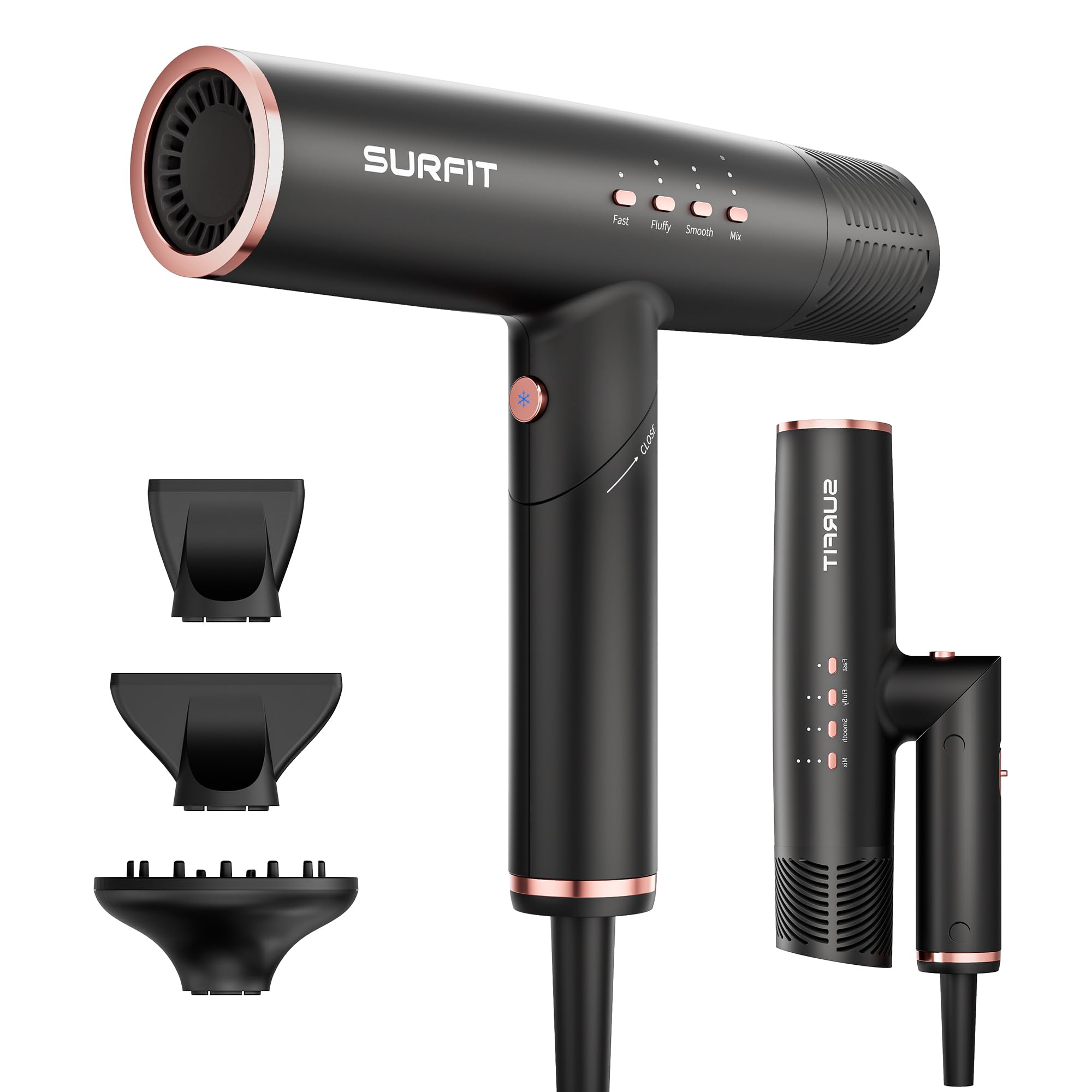 Photo 1 of Hair Dryer with Diffuser, Professional Ionic Blow Dryer for Fast Drying, Foldable Travel Hair Dryer with 110,000 RPM Brushless Motor, Thermo-Control Quiet