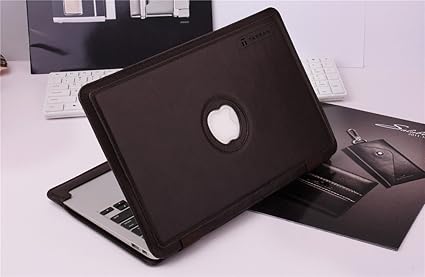 Tarkan Ultra Slim Leather Flip Case Cover with Logo Cutout, Cooling Holes for New Apple MacBook 12 inch Retina (Satin Black)