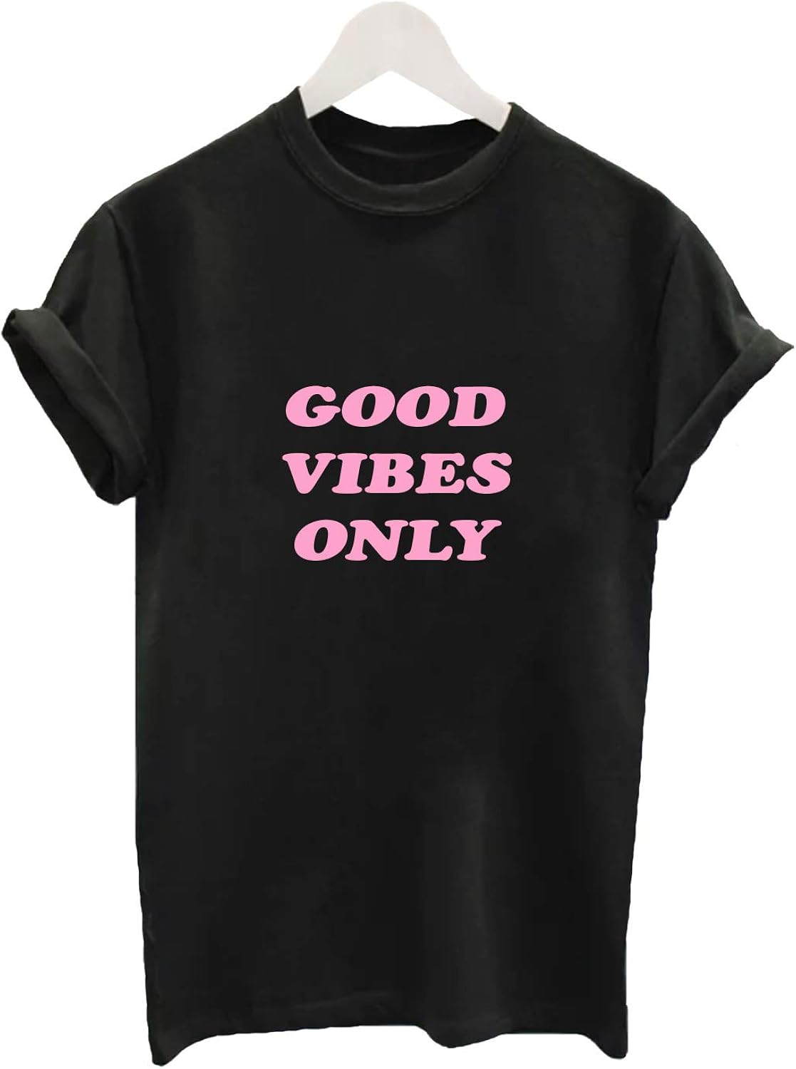 Good Vibes ONLY T Shirt Pink TEE Friend Gift Womens Positive TOP Girls