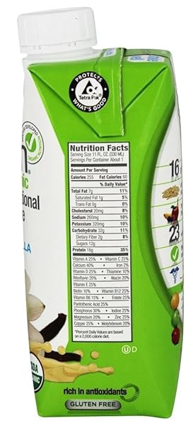 ORGAIN ORGANIC VANILLA BEAN NUTRITIONAL SHAKE 12 PACK, 11 FZ