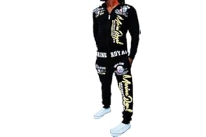 HHGKED Men 's Casual Tracksuit Hooded Full Zip Elastic Waistband Sweatsuit Set