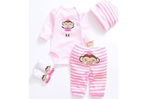 Tatu Reborn Baby Girl Doll Clothes 20-22 Inches Newborn Baby Girl 4 Pieces Accessories Set