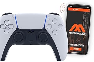 MODDEDZONE Custom Rapid Fire, Anti Recoil, Macros MODDED Wireless Controller for PS5 & PC - Unique Smart Mods for ps5 controller controlled by the APP. Best for FPS Games. (White)