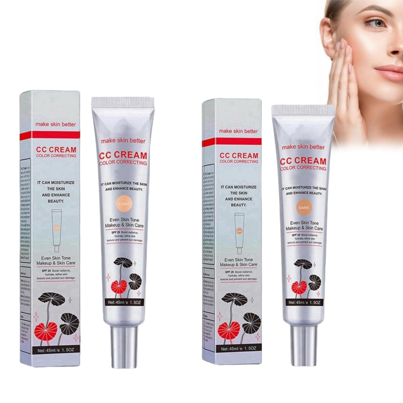 Korean CC Cream Foundation - Colour Changing, Tinted Moisturiser for Mature Skin - Light & Dark Shades