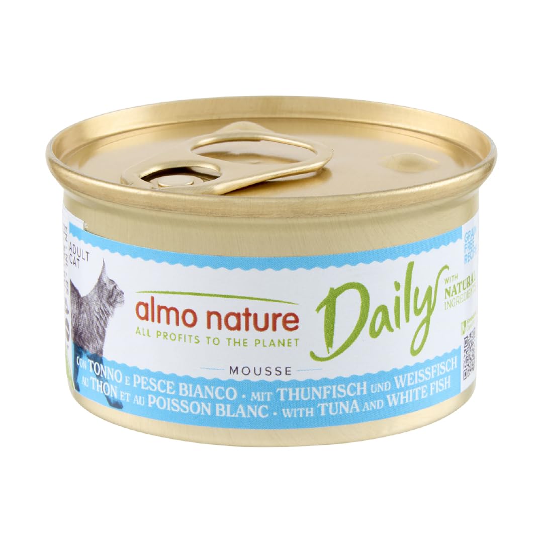 Almo Nature Daily - Wet Cat Food for Adult Cats - Mousse - Tuna and White Fish - 85 g, Pack of 24
