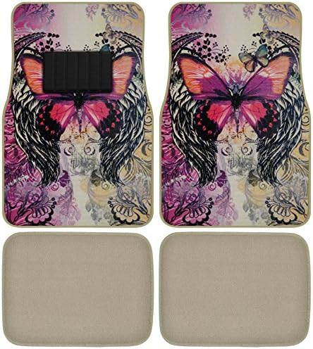 King Purple Butterfly Custom Designed Car Truck SUV Universal-fit Front & Rear Seat Carpet Floor Mats - 4pc
