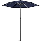 Amazon Com Sundale Outdoor 7 Ft Solar Powered 24 Led Lighted Patio Umbrella Table Market Umbrella With Crank And Push Button Tilt For Garden Deck Backyard Pool 8 Steel Ribs Polyester Canopy