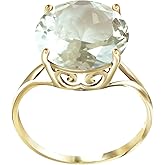 Galaxy Gold GG 5.5 Carat 14k Solid Gold Ring with Natural 12.0 MM Round Green Amethyst