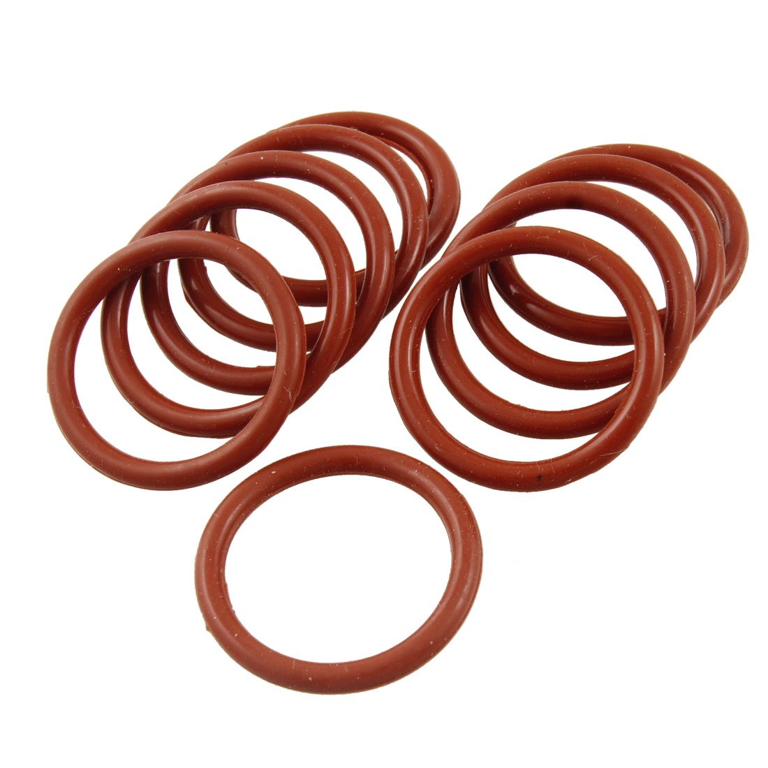 sourcing map 10 Pcs Brick Red Silicone O Ring Seal Washer 24mm x 30mm x 3mm