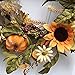 Harvest Hollows Fall Candle Ring Handmade Small Autumn Wreaths Artificial Sunflowers Daisies Pumpkins Berries Wheat Fall Leaves