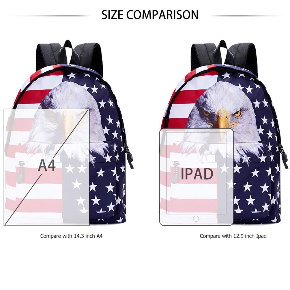 Kids American Eagle Flag Backpack Hiking Backpack Daypack for Outdoor Camping