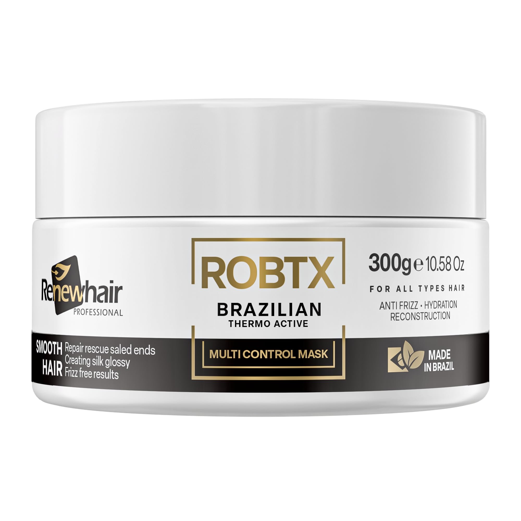 Renew hair Professional ROBTX Vegan Brazilian Hair Treatment Mask – Anti-Frizz, Thermo-Active, smart Formula for Volume Control, Shine & Softness – 300g