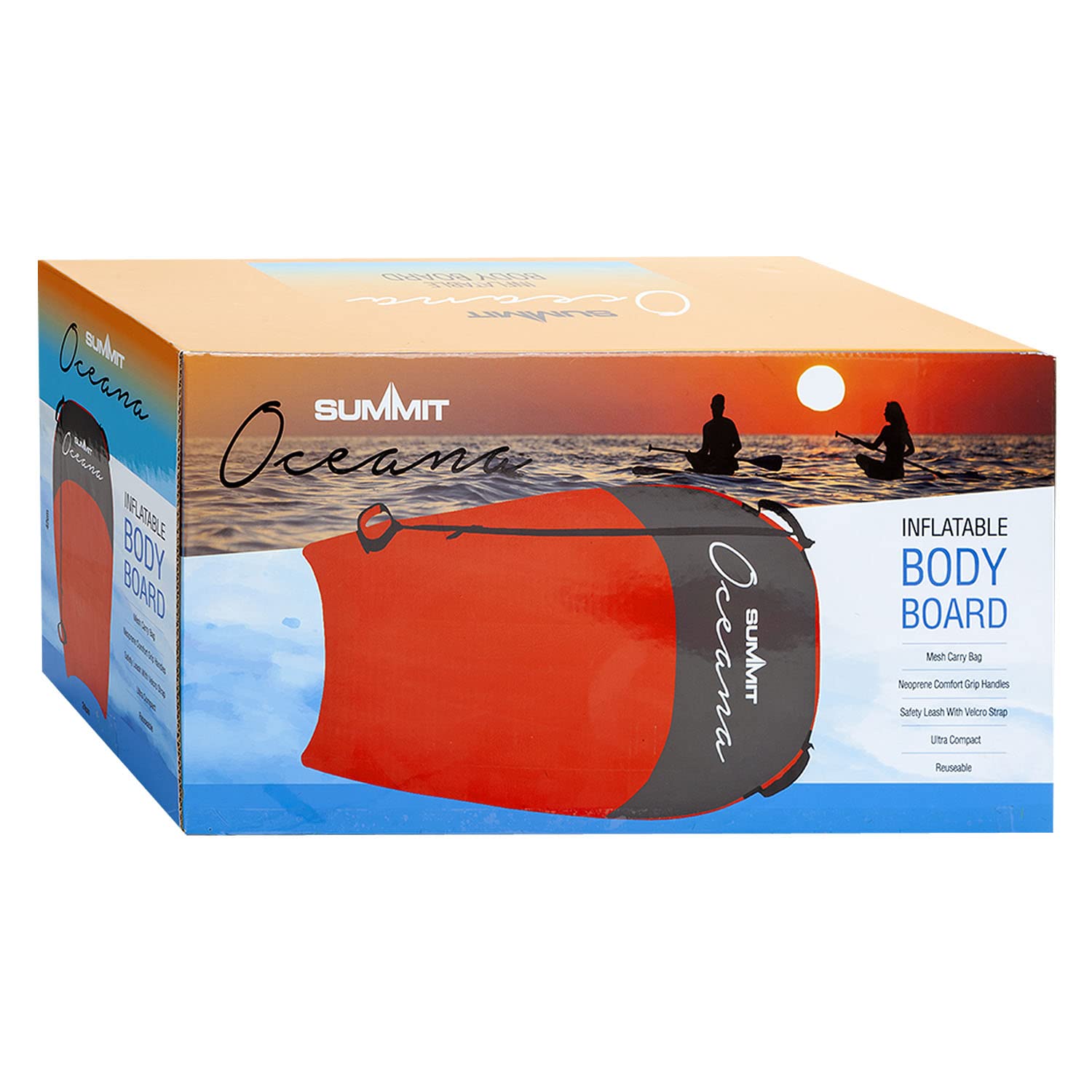 VFM - Inflatable Red Single Bodyboard for One Person - Summit Oceana