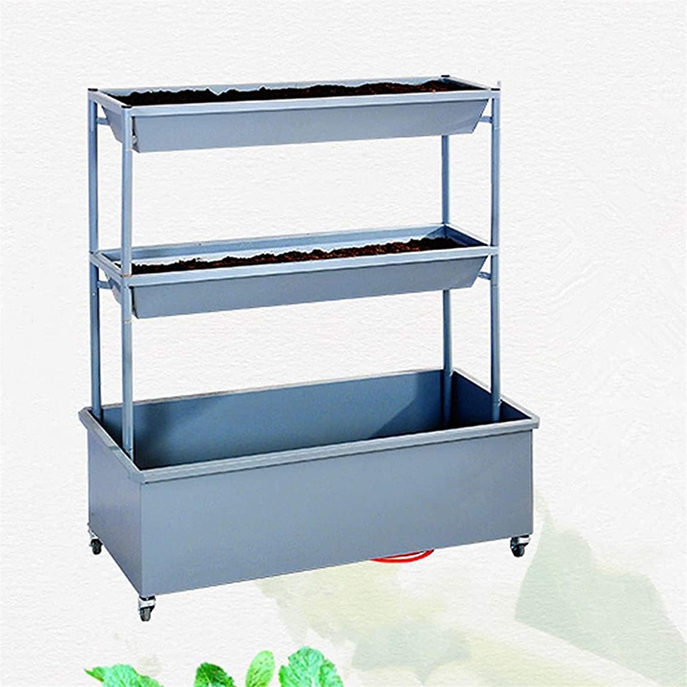 Jin-Siu Garden Bed Raised Elevated Planter Box Vertical Raised Garden Bed With Wheels Elevated Planter Water Drainage Freestanding 3 Container Boxes For Vegetables Flowers Growing Outdoor Indoor Patio