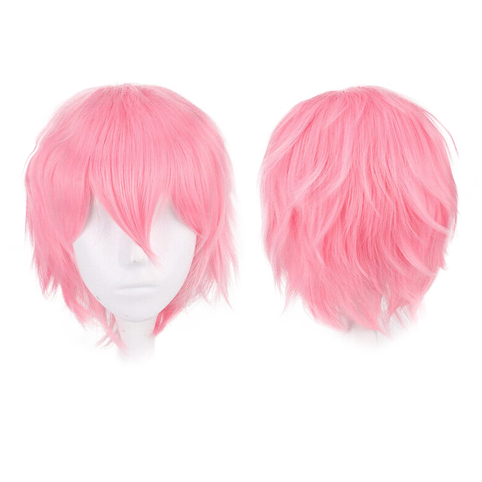 Gairyan Short Pink Cosplay Wig - Unisex Anime Cosplay Wigs for Women/Men - Straight Fluffy Wig for Costume, Theme Party, Fancy Dress, Halloween, Comic-Con