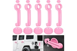 E-cowlboy Door Handle Cover Inserts+Tailgate Handle Cover+Recess Guard for 2007-2018 Jeep Wrangler JK JKU Sports Sahara Freedom Rubicon Unlimited Exterior Accessories (Pink 15PCS)