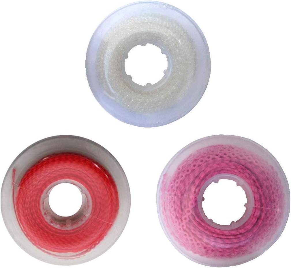 3 Pieces Mixed Colors, Red, Pink, Clear Dental Orthodontic Spool Elastic Rubber Band Power Chains - Made In USA (Continuous, Long, or Short Style) (Continuous Style)