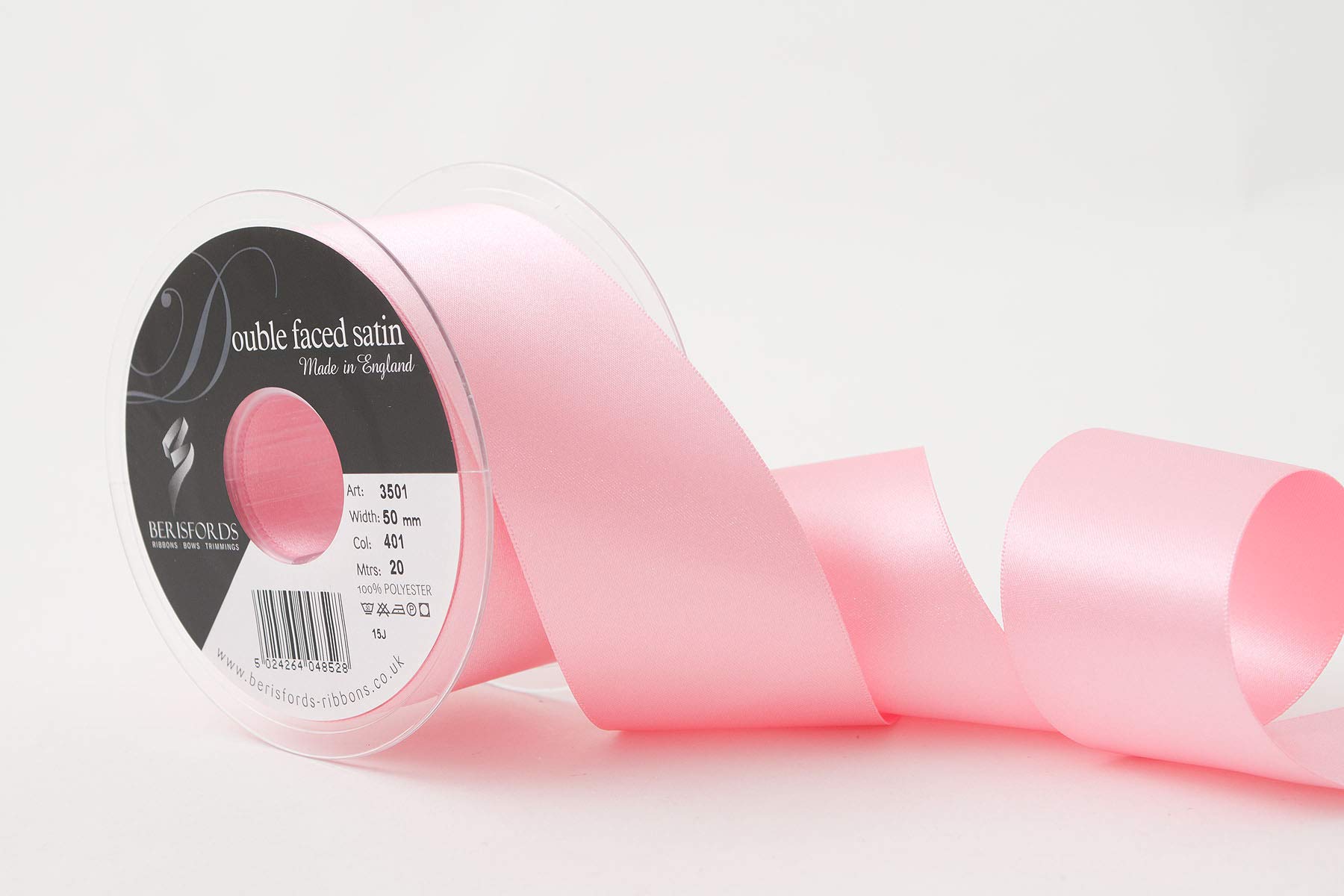 Berisfords Double FACE Poly Satin Ribbon, Dark Rose, 50 mm
