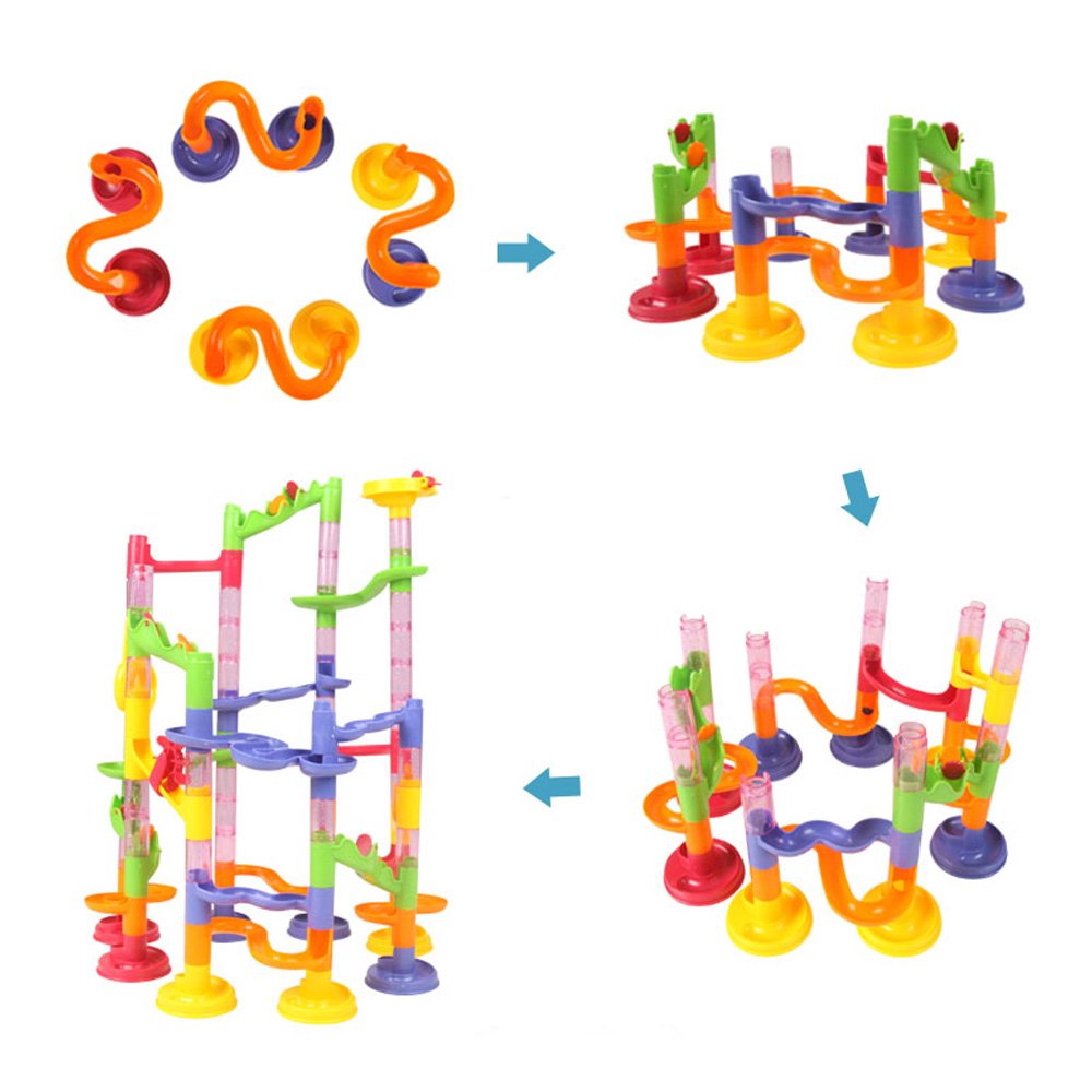 HANMUN Marble Run Coaster Maze Toy DIY 105 Piece Super Marble Deluxe