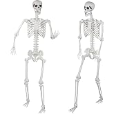 Halloween Skeleton, Realistic Life Size Skeleton with Movable Joints for Halloween Party Haunted House Indoor Outdoor Decoration (5.9ft-2P)