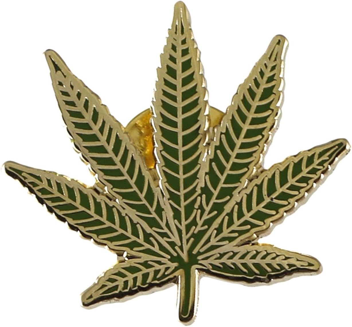 Marijuana Leaf Green Enamel Gold Metal Lapel Pin Pot