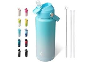 BJPKPK Water Bottle with Straw Lid, 24oz Vacuum Insulated Water Bottles, Metal Stainless Steel Thermo for Sports, Travel, BPA
