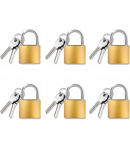 Lot de 2 cadenas avec clé en laiton de 38 mm avec 6 clés pour Lot de 2 cadenas avec clé en laiton de 38 mm avec 6 clés pour