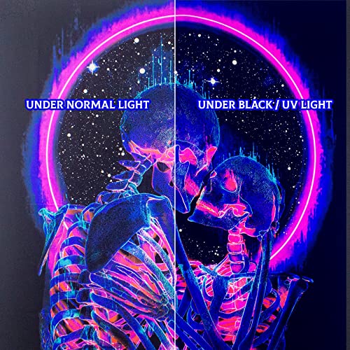 Blacklight Tapestry UV Reactive ,Skull Lovers Neon Tapestry Glow in The Dark , Black Light Tapestries Trippy Wall Hanging for Living Room Dorm Decor–Medium Tapestry51.2” x 59.1”