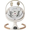 Baby Swings for Infants, Monamii Baby Swing, Bluetooth Infant Swing with Music Speaker, 5 Speeds and Remote Control, Indoor & Outdoor Use (Beige)